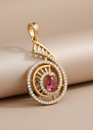 Spiral Shell Garnet Color Pendant Set By 2wist Designs