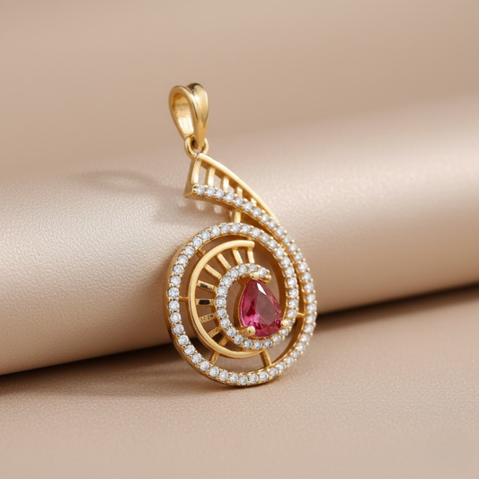 Spiral Shell Garnet Color Pendant Set