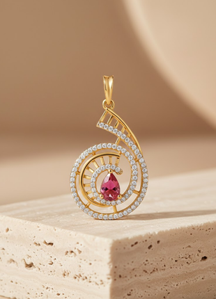 Spiral Shell Garnet Color Pendant Set By 2wist Designs