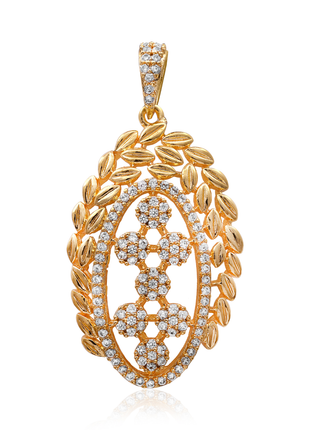 Oval Leaf White Color Pendant Set By 2wist Designs