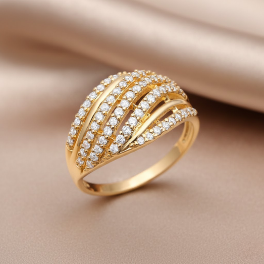 Multi Layer White Color Dome Ring