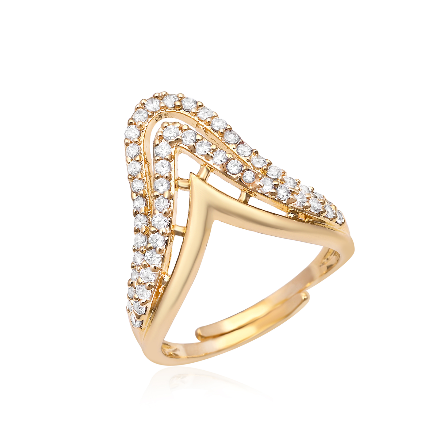 Wishbone White Color V Shape Ring