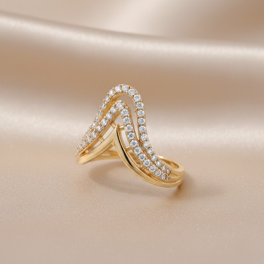 Wishbone White Color V Shape Ring