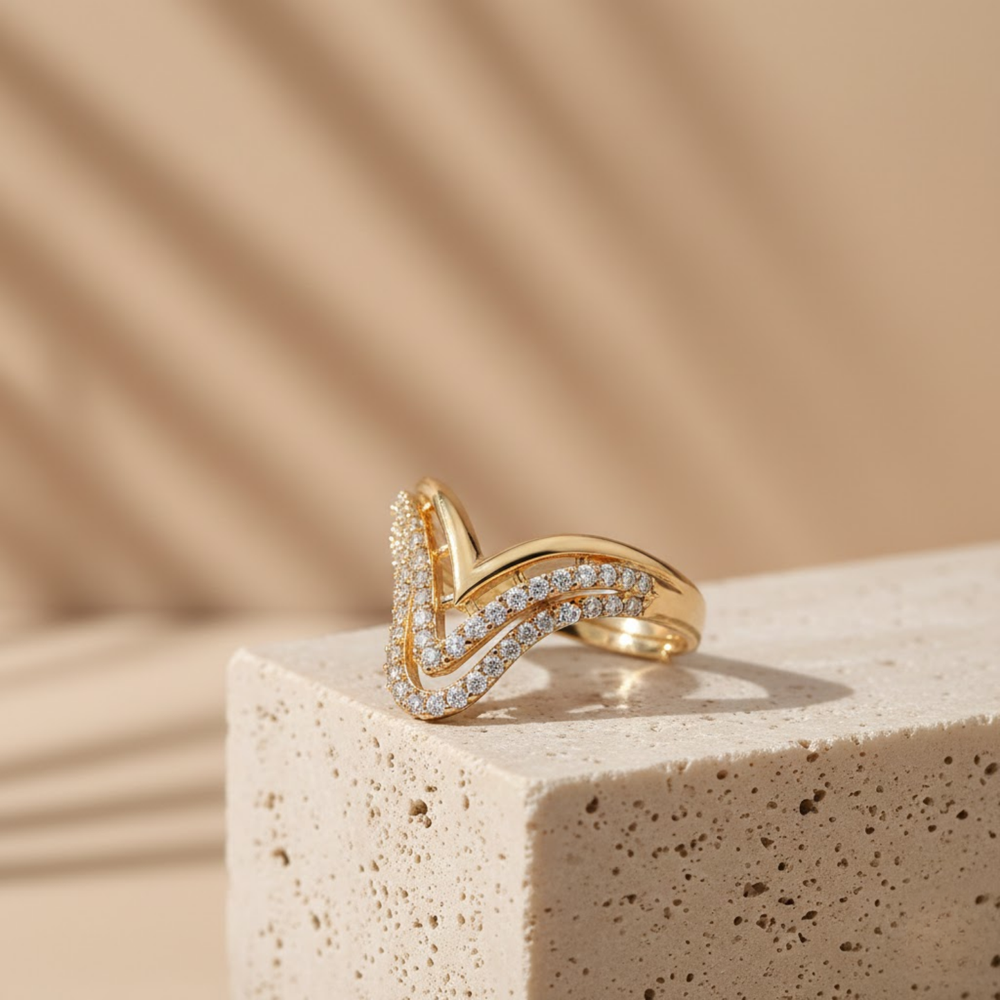 Wishbone White Color V Shape Ring