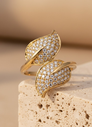 Leaf Motif White Color Cocktail Ring By 2wist Designs