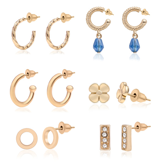 Gold Plated Stud And Hoop Set Of 6