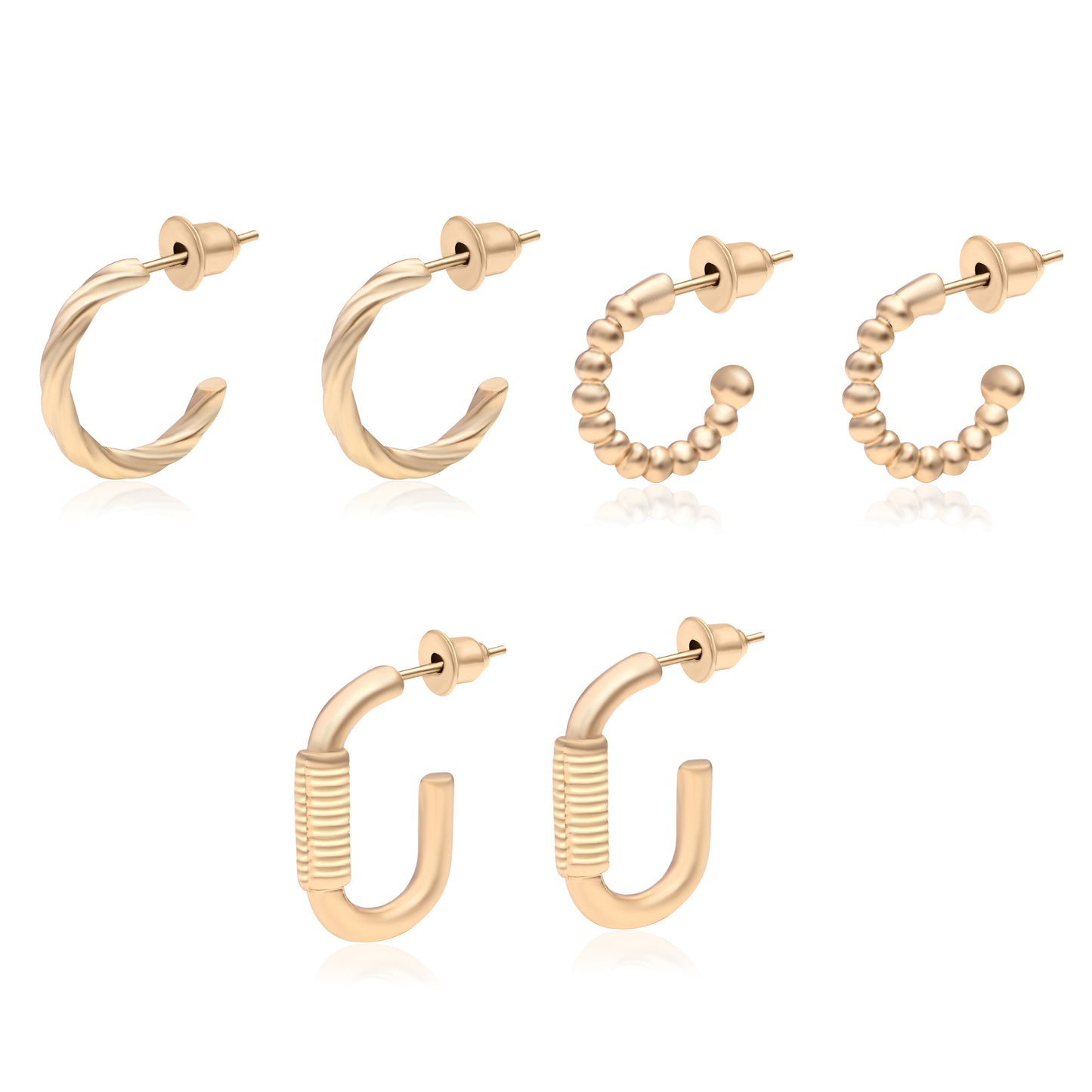 Gold Plated Hoop Earrings Set Of 3