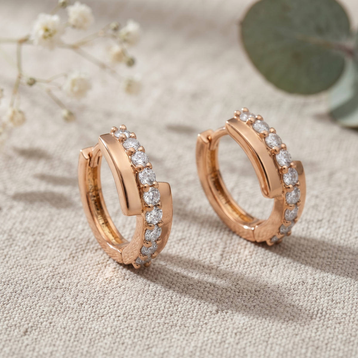 Gold Plated American Diamond Studded Bali Hoop Earrings for Women